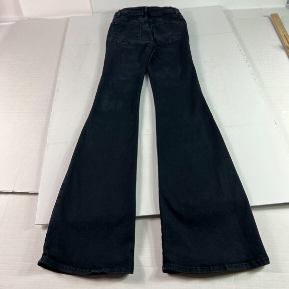 Frame Jeans Junior' 25x33* Le One Flare Mid Rise Black Faded Stretch Denim Tag 1 - Picture 10 of 16